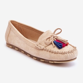 PS1 Wildleder-Loafer mit Schleife und Fransen Beige Dorine 2