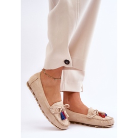 PS1 Wildleder-Loafer mit Schleife und Fransen Beige Dorine 6