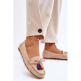 PS1 Wildleder-Loafer mit Schleife und Fransen Beige Dorine 9