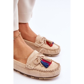 PS1 Wildleder-Loafer mit Schleife und Fransen Beige Dorine 10
