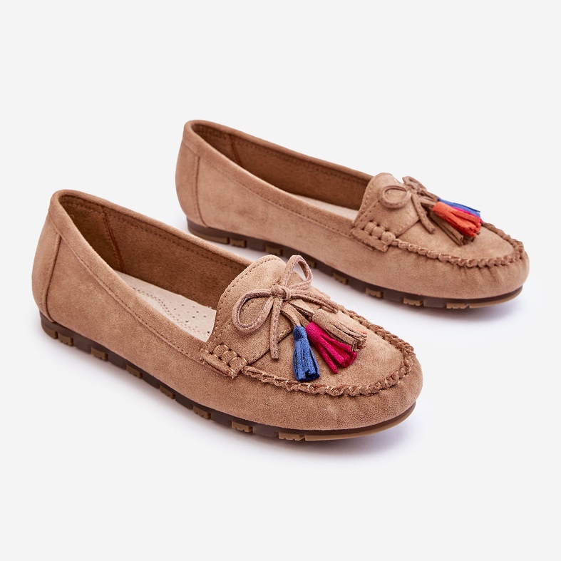 PS1 Wildleder-Loafer mit Schleife und Quasten Dunkelbeige Dorine 1