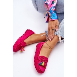 PS1 Wildleder-Loafer mit Schleife und Fransen, Fuchsia Dorine rosa 2