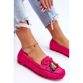 PS1 Wildleder-Loafer mit Schleife und Fransen, Fuchsia Dorine rosa 1