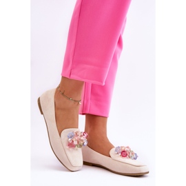 PS1 Wildledermokassins mit dekorativen Kristallen in Beige von Arvilla 1