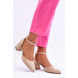 Wildleder-Pumps mit Absatz Beige Promise 2