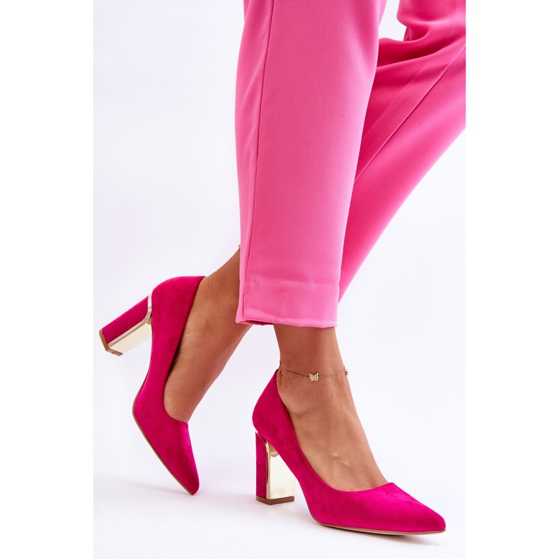 Klassische Wildleder-Pumps mit hohem Absatz, Fuchsia Elizabeth rosa 1