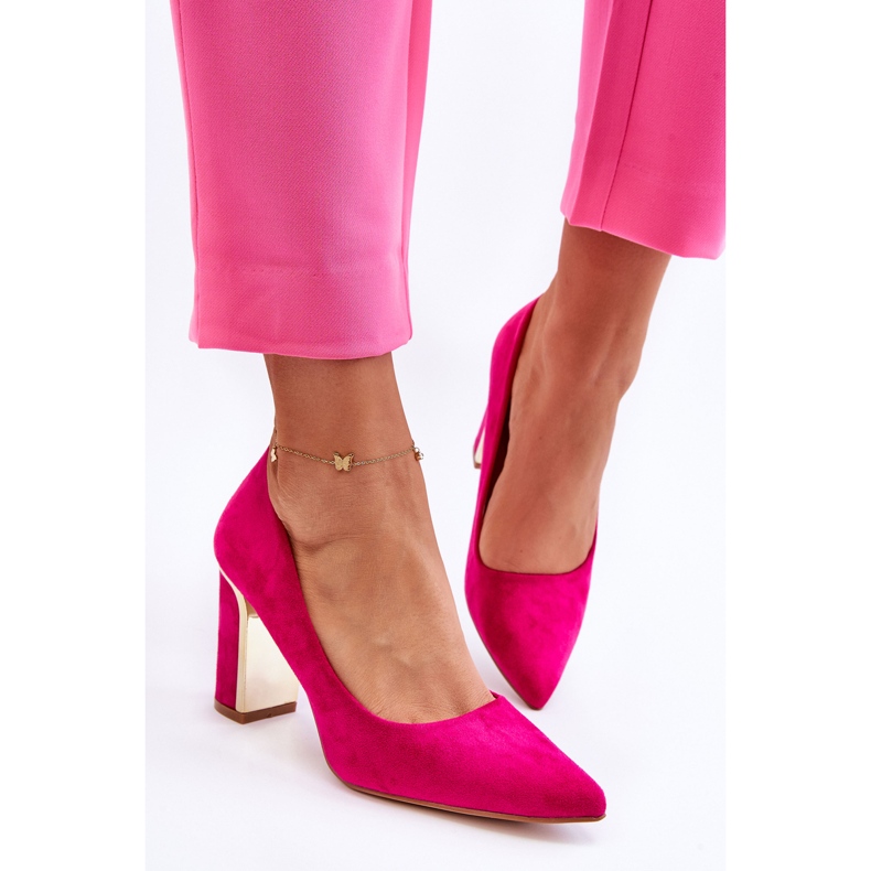 Klassische Wildleder-Pumps mit hohem Absatz, Fuchsia Elizabeth rosa 2