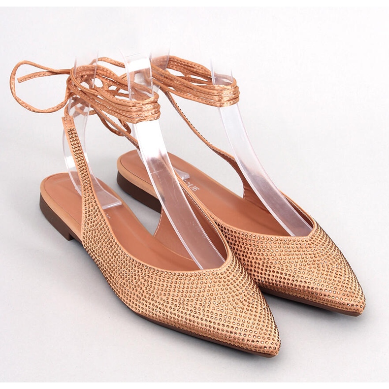 Strass-Ballerinas mit offenem Absatz von Vonda Champagne golden 1