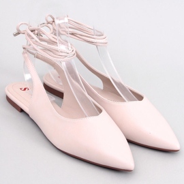 Jody Beige Schnür-Ballerinas mit offenem Absatz 1