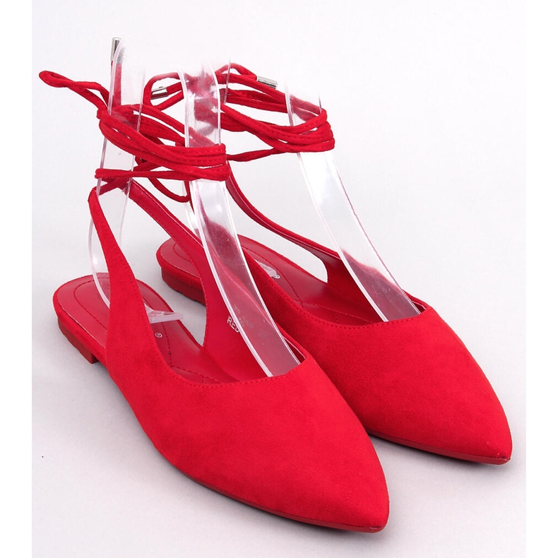 Pirson Red Schnür-Ballerinas mit offenem Absatz rot 1