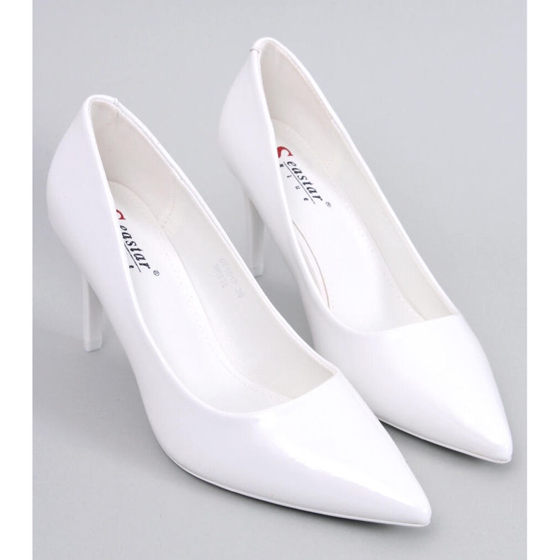 Charlotte White lackierte Stiletto-Pumps weiß 1