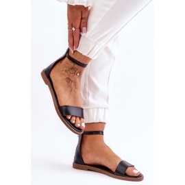 Schwarze Millou-Sandalen aus schwarzem Leder mit Reißverschluss 2