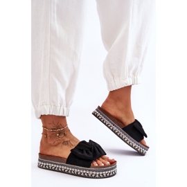 Damen-Hausschuhe aus Wildleder mit Schleife, Schwarz, Lauria 1