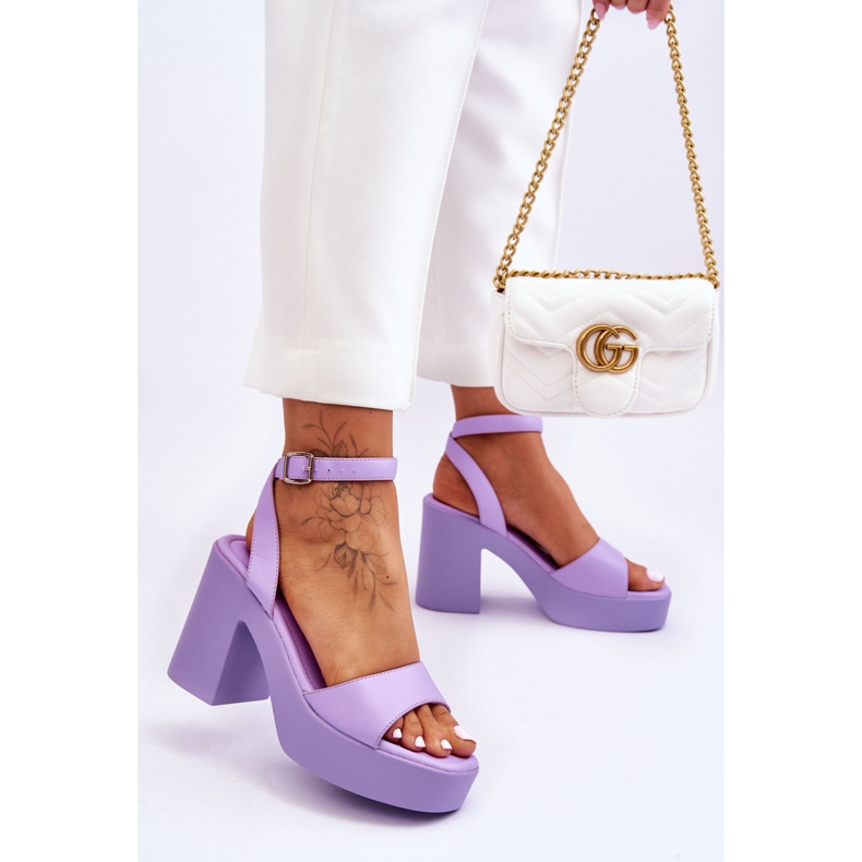 Modische lila Karmine Massive High Heel Sandalen 2