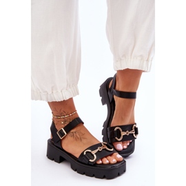 Emori Damen-Sandalen aus Emori-Leder mit Verzierung schwarz 2