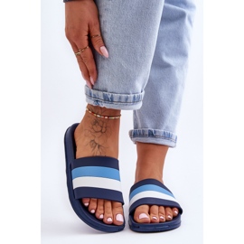 Gestreifte Damenhausschuhe Navy Blue Vision blau 2