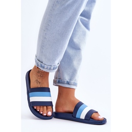 Gestreifte Damenhausschuhe Navy Blue Vision blau 1