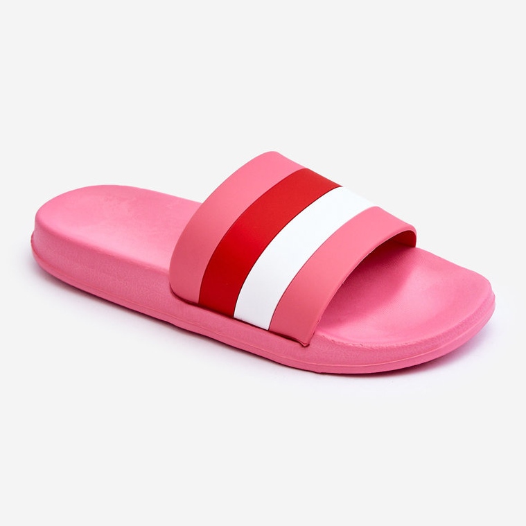 Dunkelrosa gestreifte Vision-Hausschuhe für Damen 1