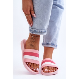 Rosa Vision gestreifte Hausschuhe für Damen 1