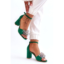 Seastar Elegante Sandalen mit Kristallen auf Cameron Green Heels grün 4