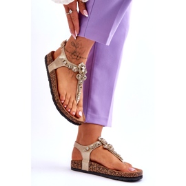 Flip-Flops-Sandalen auf Korkplattform Golden Naomi 4