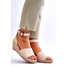 Evento Keilsandalen aus Leder Komfortschuh Beige Verola 7