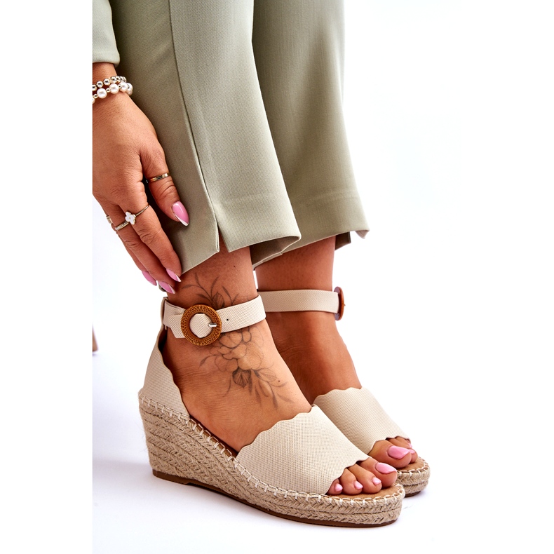 Evento Keilsandalen aus Leder Komfortschuh Beige Verola 6
