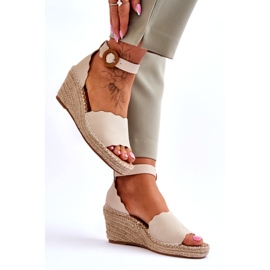 Evento Keilsandalen aus Leder Komfortschuh Beige Verola 2