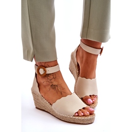 Evento Keilsandalen aus Leder Komfortschuh Beige Verola 3