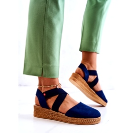 Damen Wildleder Espadrilles Big Star JJ276037 Marineblau 2