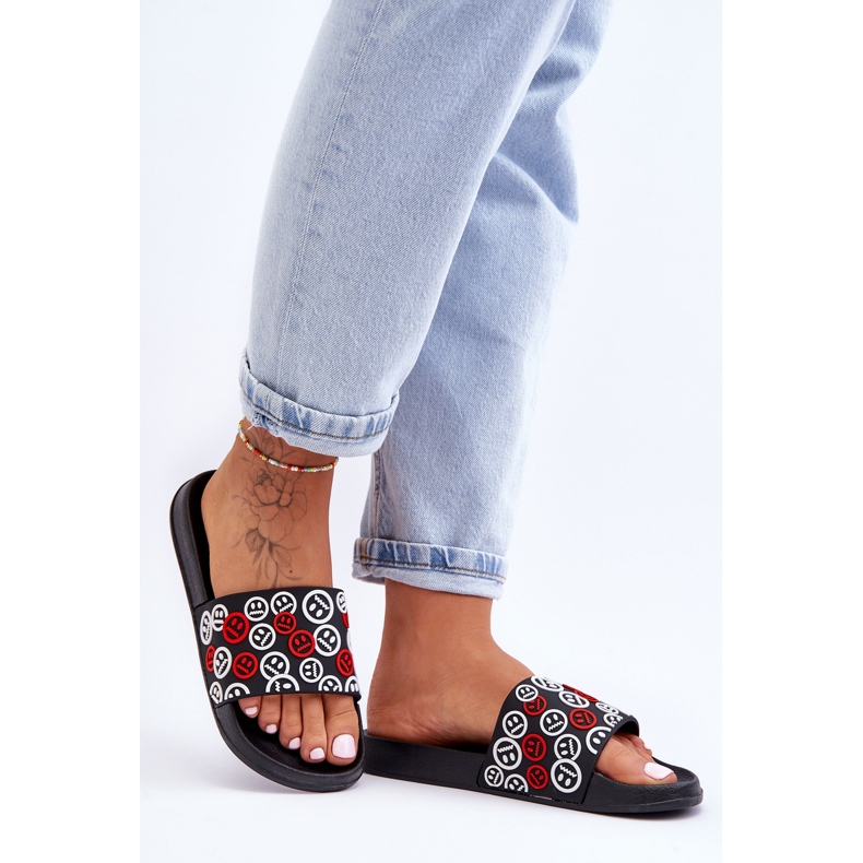 Damenhausschuhe mit Emoticons Black Cosette schwarz 1