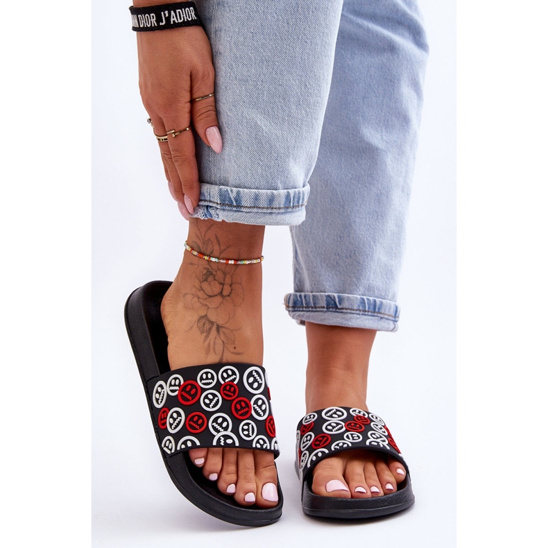 Damenhausschuhe mit Emoticons Black Cosette schwarz 2