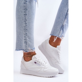 PM1 Weiße Merida-Leder-Schnür-Plateau-Sportschuhe 1