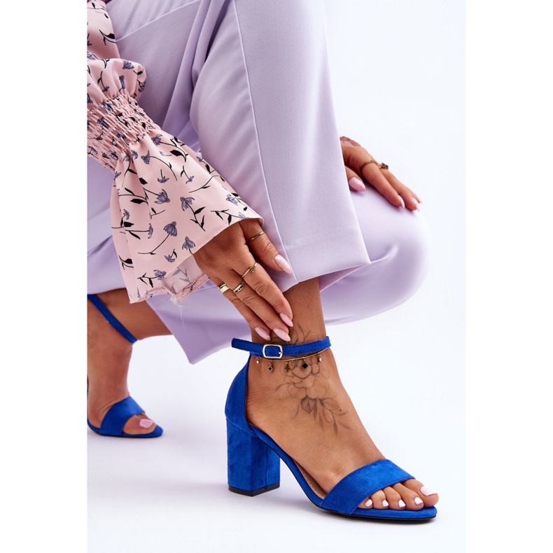 Blaue Madame Wildleder-Sandalen mit hohem Absatz 1