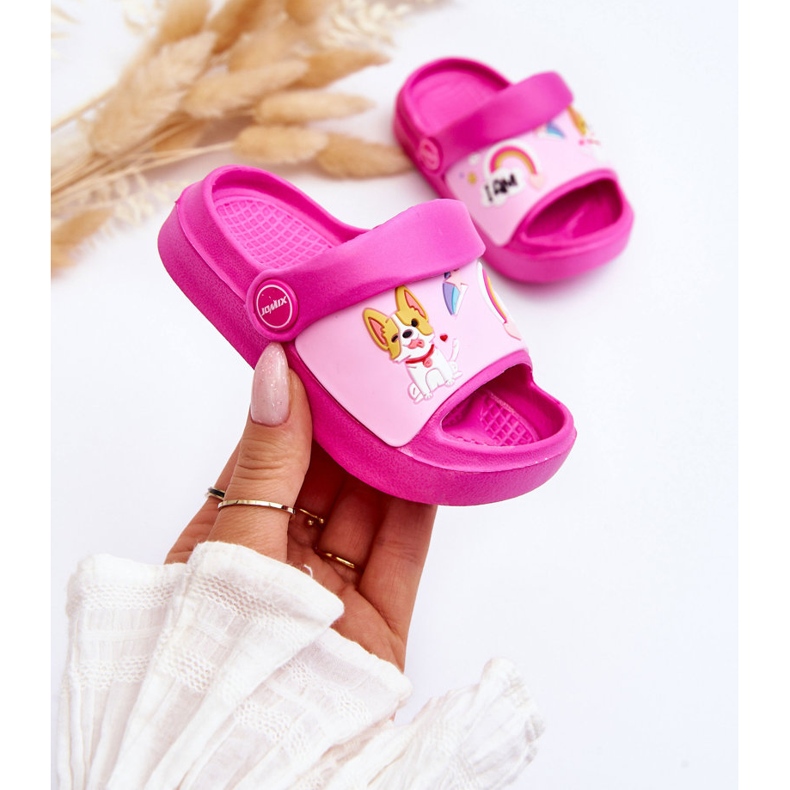 WJ1 Leichte Flip-Flops für Kinder mit Hundemotiv Fuchsia Rico rosa 1