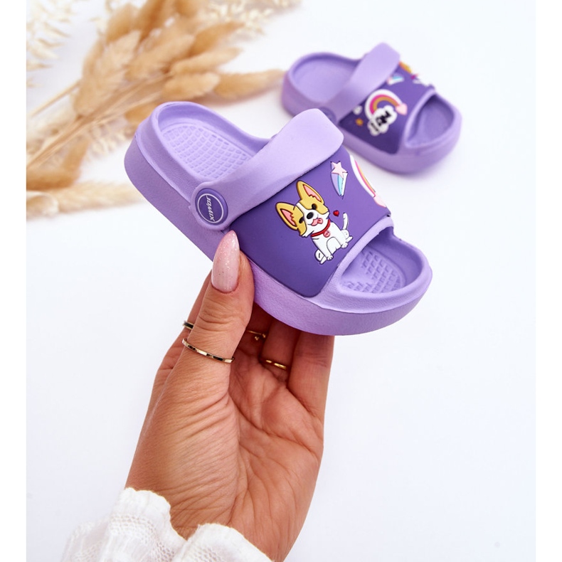WJ1 Leichte Kinder-Flip-Flops-Sandalen mit Hundemotiv Violett von Rico lila 1
