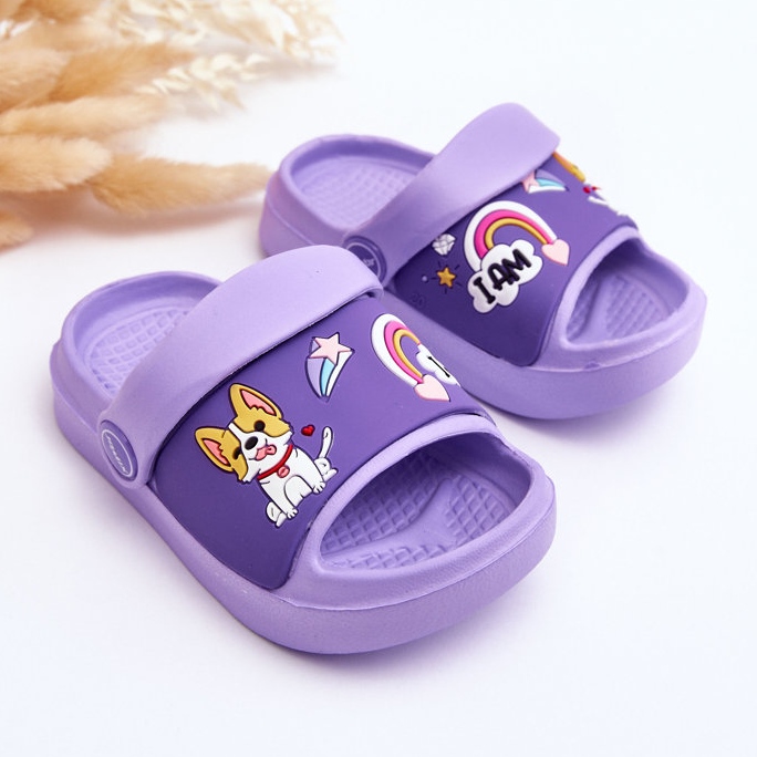 WJ1 Leichte Kinder-Flip-Flops-Sandalen mit Hundemotiv Violett von Rico 2