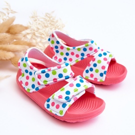 Leichte gemusterte Schaumstoff-Sandalen für Kinder in Rosa und Weiß Malaga 2