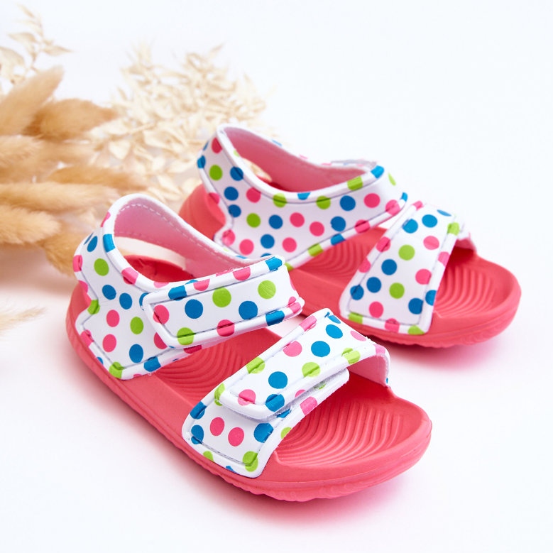 Leichte gemusterte Schaumstoff-Sandalen für Kinder in Rosa und Weiß Malaga 2