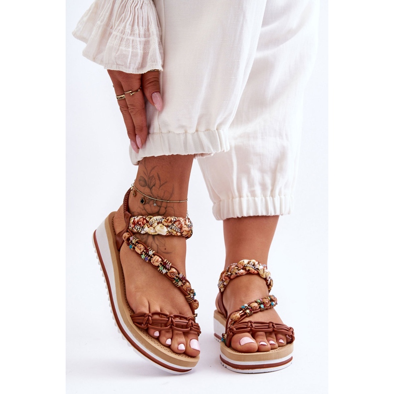 Bequeme Damen-Keilsandalen Braun Jodie 1