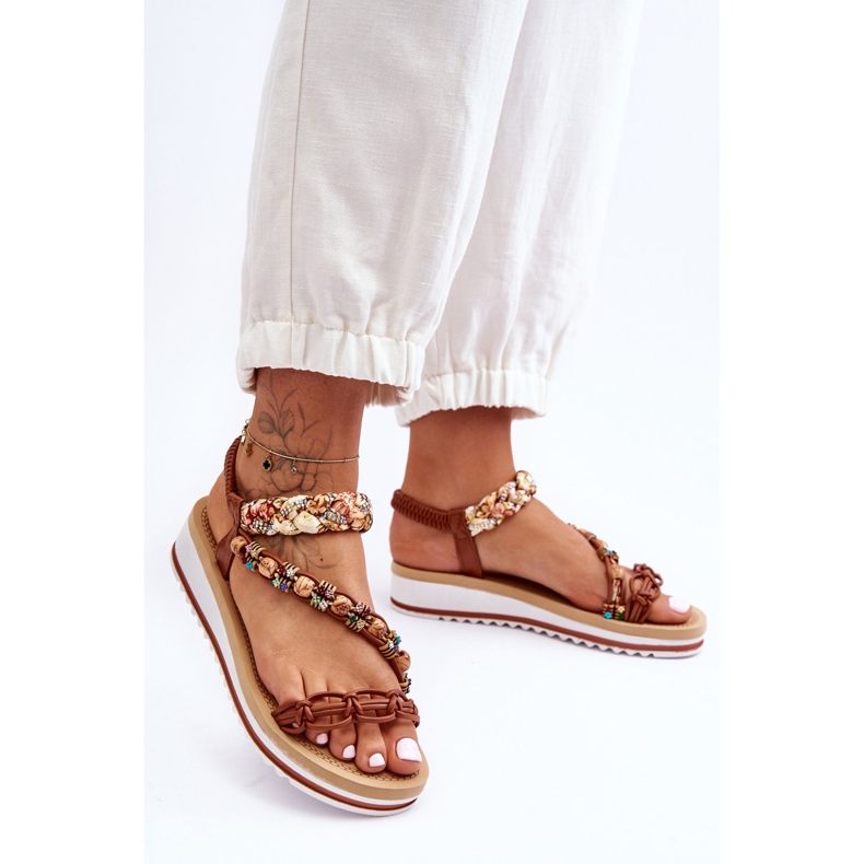 Bequeme Damen-Keilsandalen Braun Jodie 2