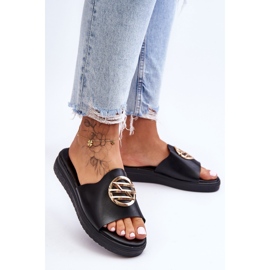 Damenhausschuhe mit Black Secrets-Dekoration schwarz 2