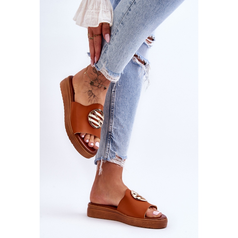 Camel Secrets verzierte Hausschuhe für Damen braun 2