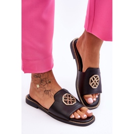 Klassische Damensandalen mit flachem Absatz in Schwarz Larotte 1