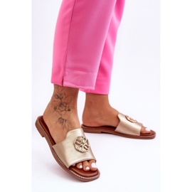 Klassische Damensandalen mit flachem Absatz, Gold Larotte golden 1