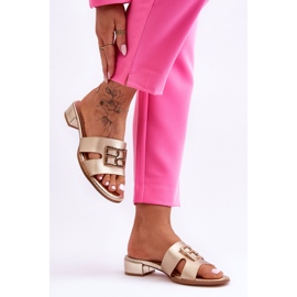 Elegante Damenhausschuhe mit goldener Atlantis-Dekoration 2