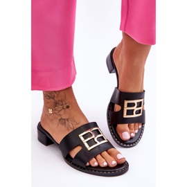 PG1 Elegante Damenhausschuhe mit Dekoration Schwarz Atlantis 1