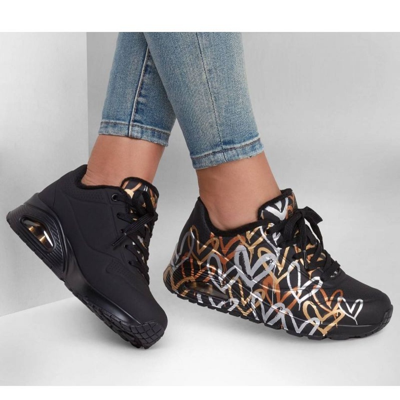 Schuhe Skechers Uno Metallic Love W 155523/BKGD schwarz 1