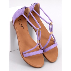 Lilafarbene Wildledersandalen von Leehom für Damen 1