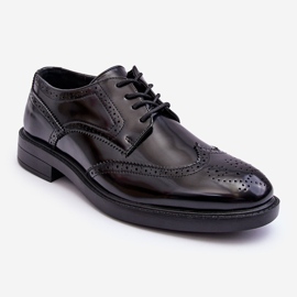 WD1 Elegante lackierte Herrenschuhe Schwarz Gustavo 1
